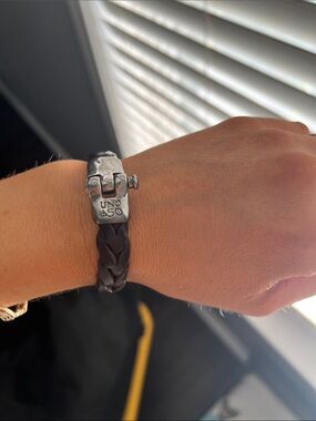 UNO de 50 Brown Braided Leather Bracelet with Silver-Tone Clasp